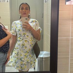 Banana Republic white mini dress with lemons
